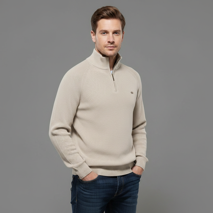 Men's Half-Zip Sweater | Slim Fit Knitted Jumper