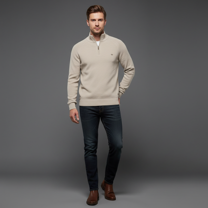 Men's Half-Zip Sweater | Slim Fit Knitted Jumper