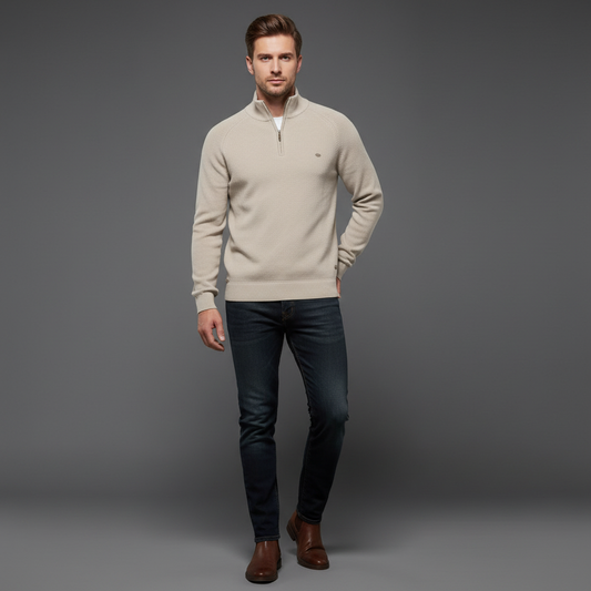 Men's Half-Zip Sweater | Slim Fit Knitted Jumper