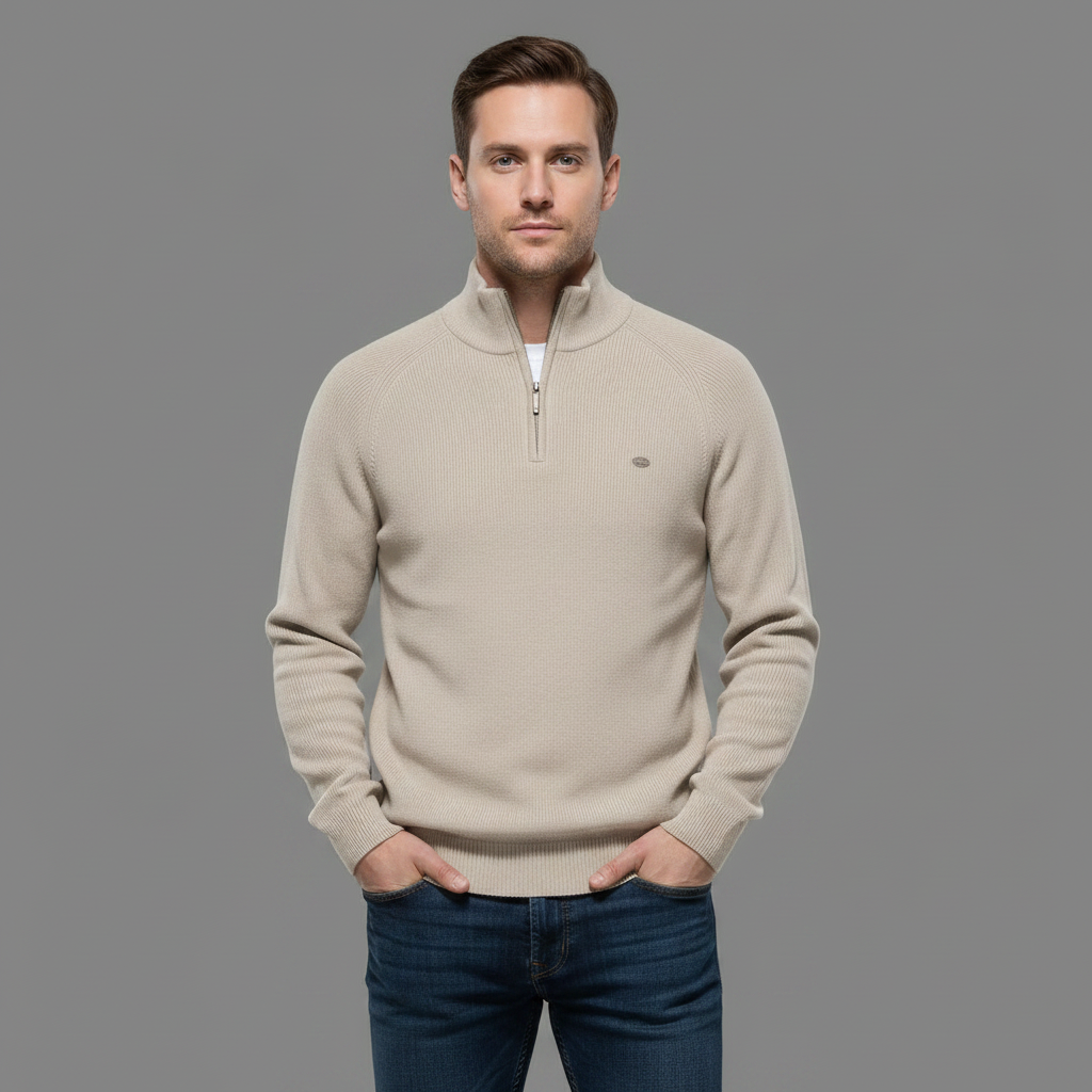 Men's Half-Zip Sweater | Slim Fit Knitted Jumper