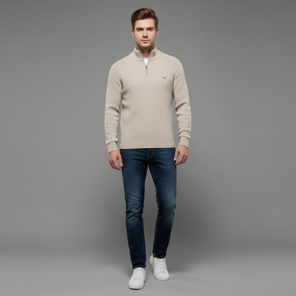 Men's Half-Zip Sweater | Slim Fit Knitted Jumper
