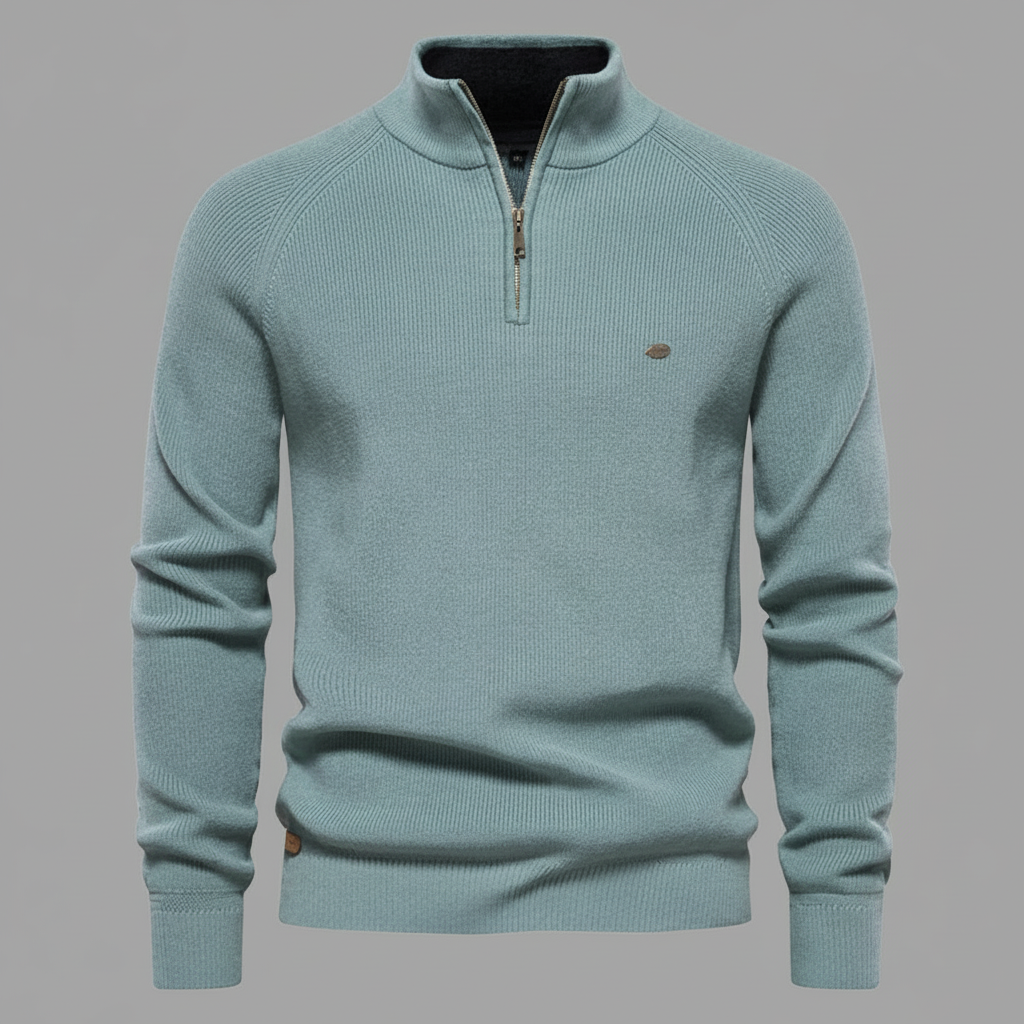 Men's Half-Zip Sweater | Slim Fit Knitted Jumper