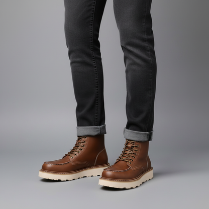 Men's Lace-Up Ankle Boots | Durable Round Toe Design