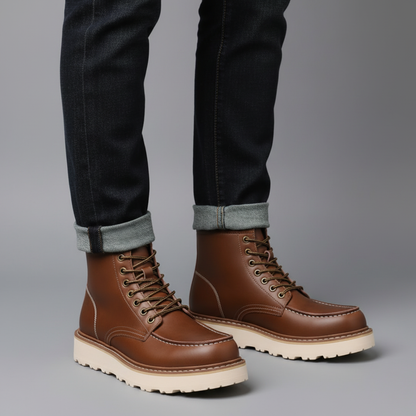 Men's Lace-Up Ankle Boots | Durable Round Toe Design