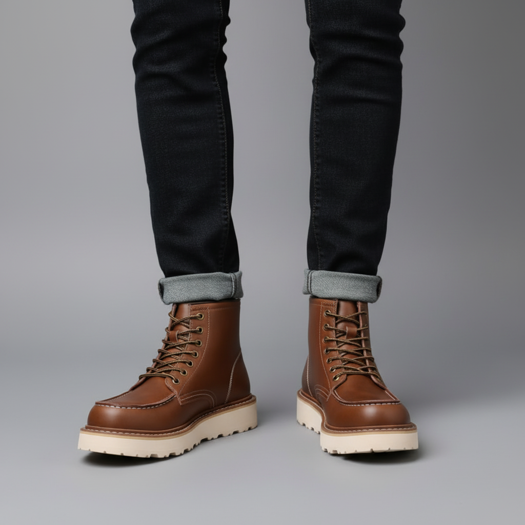 Men's Lace-Up Ankle Boots | Durable Round Toe Design