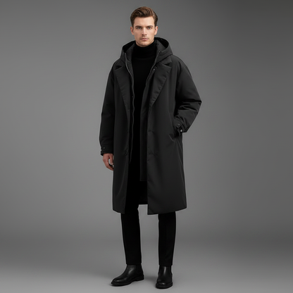 Men's Long Waterproof Puffer Trench Coat | Men's Coat