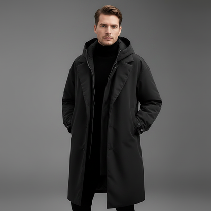 Men's Long Waterproof Puffer Trench Coat | Men's Coat
