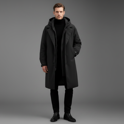 Men's Long Waterproof Puffer Trench Coat | Men's Coat