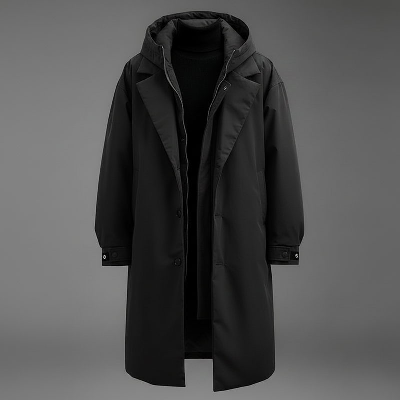 Men's Long Waterproof Puffer Trench Coat | Men's Coat