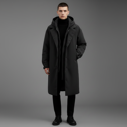 Men's Long Waterproof Puffer Trench Coat | Men's Coat