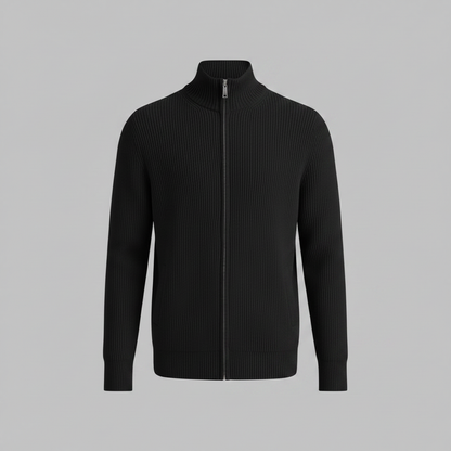 Men's Slim Fit Ribbed Zip-Up Cardigan | Cotton Sweater