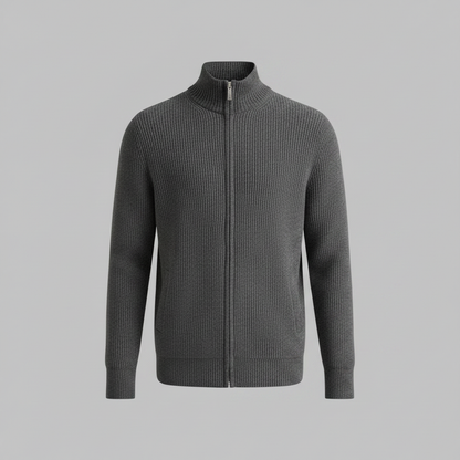Men's Slim Fit Ribbed Zip-Up Cardigan | Cotton Sweater