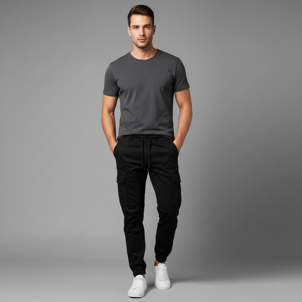 Men's Tactical Cargo Pants | Multi-Pocket Black Cargo Trousers
