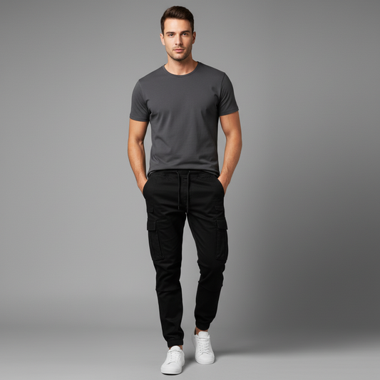 Men's Tactical Cargo Pants | Multi-Pocket Black Cargo Trousers