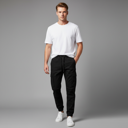 Men's Tactical Cargo Pants | Multi-Pocket Black Cargo Trousers