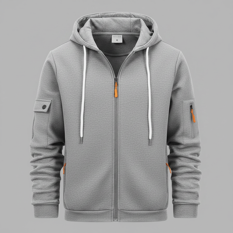 Men's Utility Pocket Zip-Up Hoodie | Casual Sweatshirt