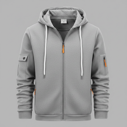 Men's Utility Pocket Zip-Up Hoodie | Casual Sweatshirt