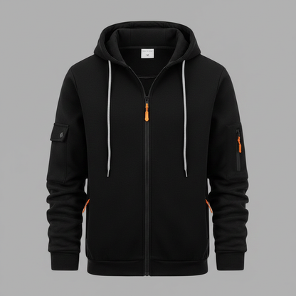 Men's Utility Pocket Zip-Up Hoodie | Casual Sweatshirt