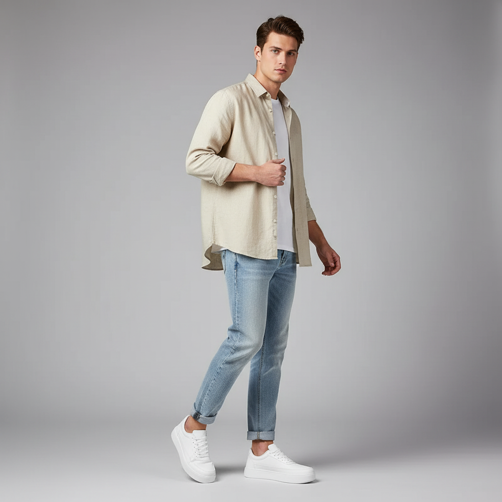 Men's White Platform Sneakers | Modern Casual Footwear