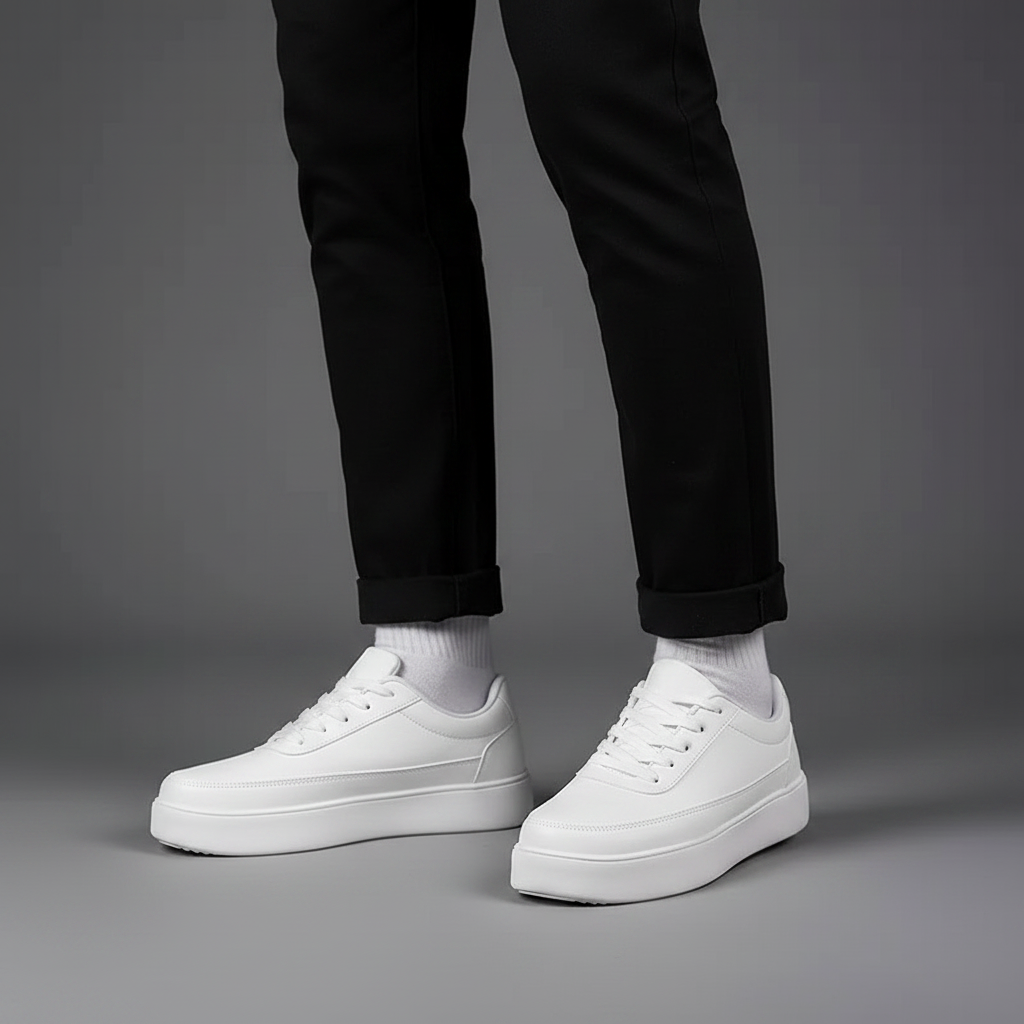Men's White Platform Sneakers | Modern Casual Footwear