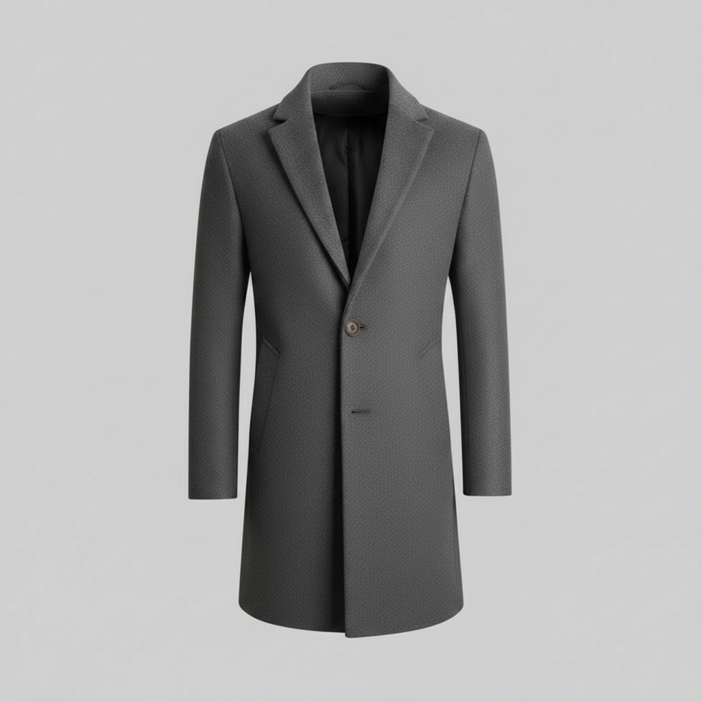 Notched Lapel Men's Coat | Stylish Long Overcoat