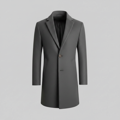 Notched Lapel Men's Coat | Stylish Long Overcoat