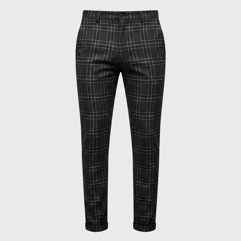 Sasha Checked Chino Pants | Men's Casual Trousers