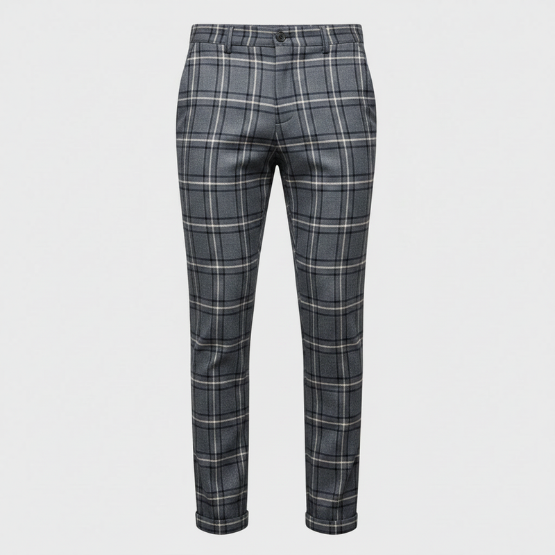 Sasha Checked Chino Pants | Men's Casual Trousers