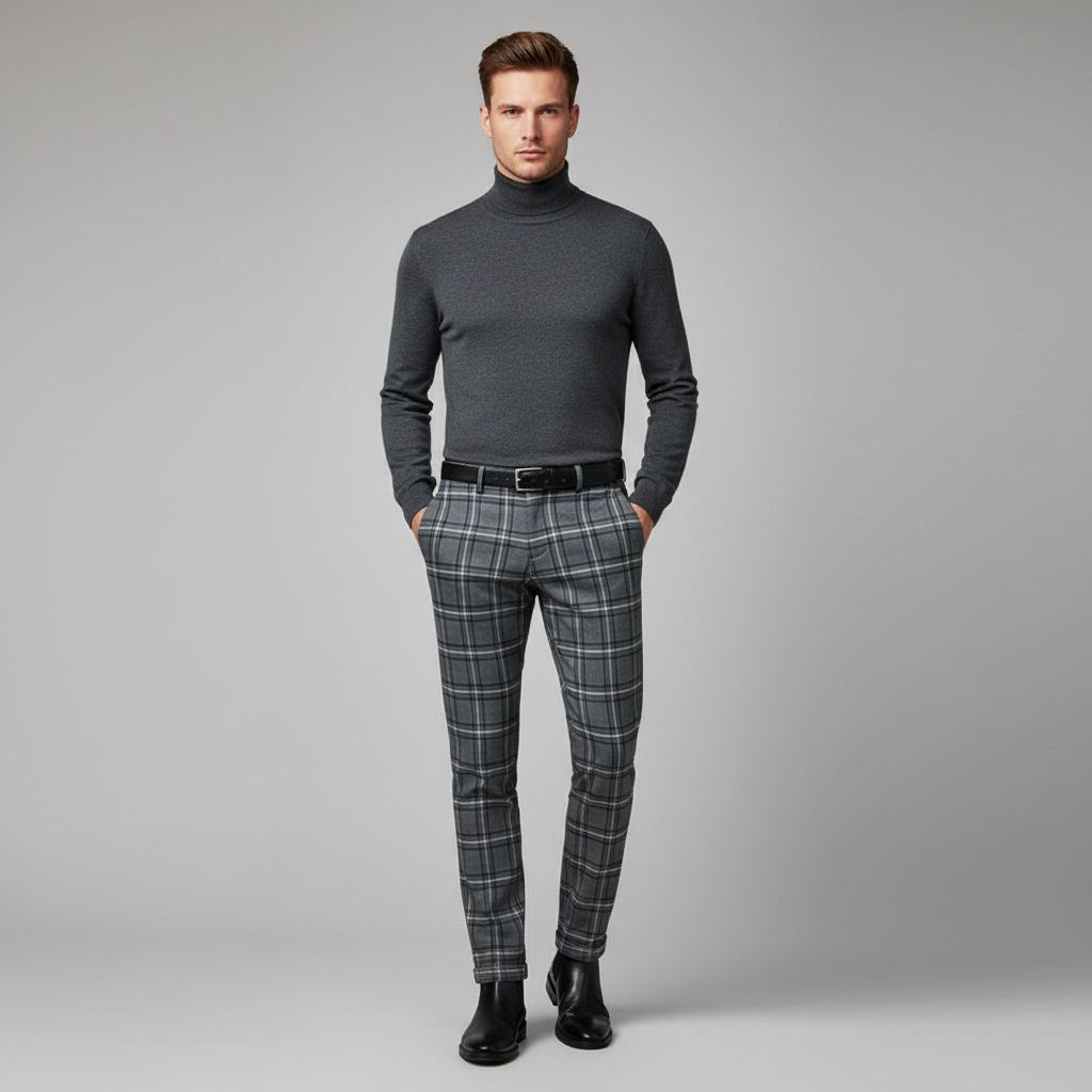 Sasha Checked Chino Pants | Men's Casual Trousers