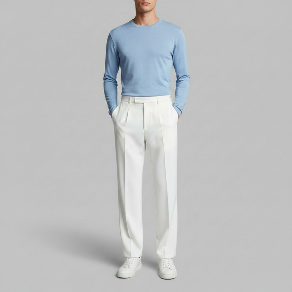 Straight Fit Pleated Trousers | Men's Trousers
