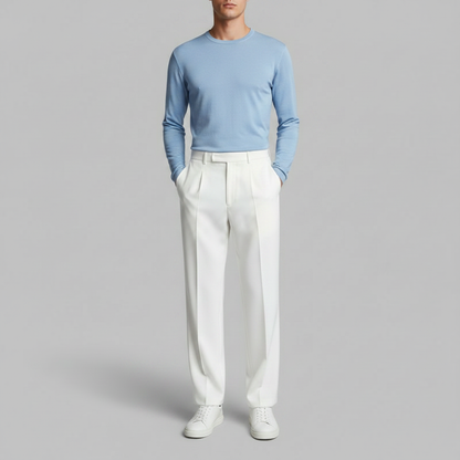 Straight Fit Pleated Trousers | Men's Trousers