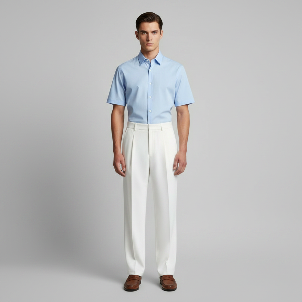 Straight Fit Pleated Trousers | Men's Trousers
