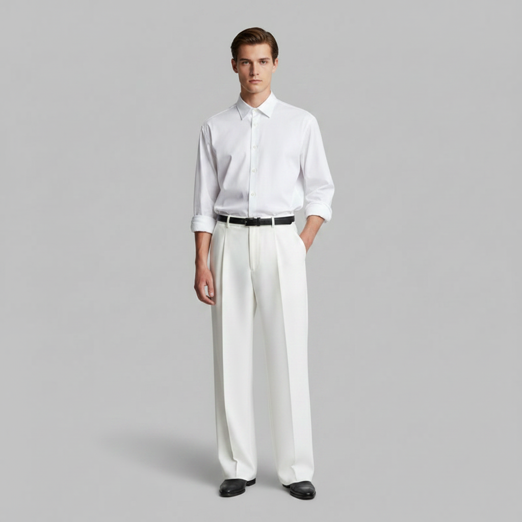 Straight Fit Pleated Trousers | Men's Trousers