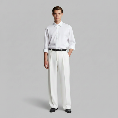 Straight Fit Pleated Trousers | Men's Trousers
