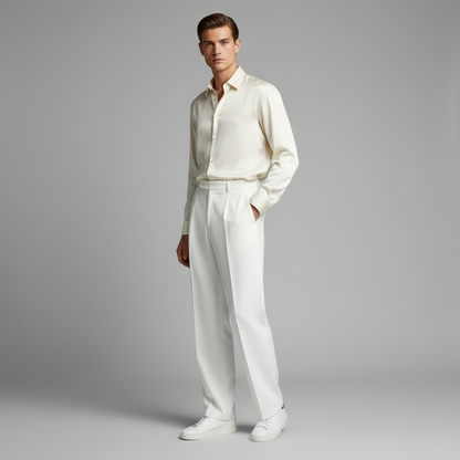 Straight Fit Pleated Trousers | Men's Trousers